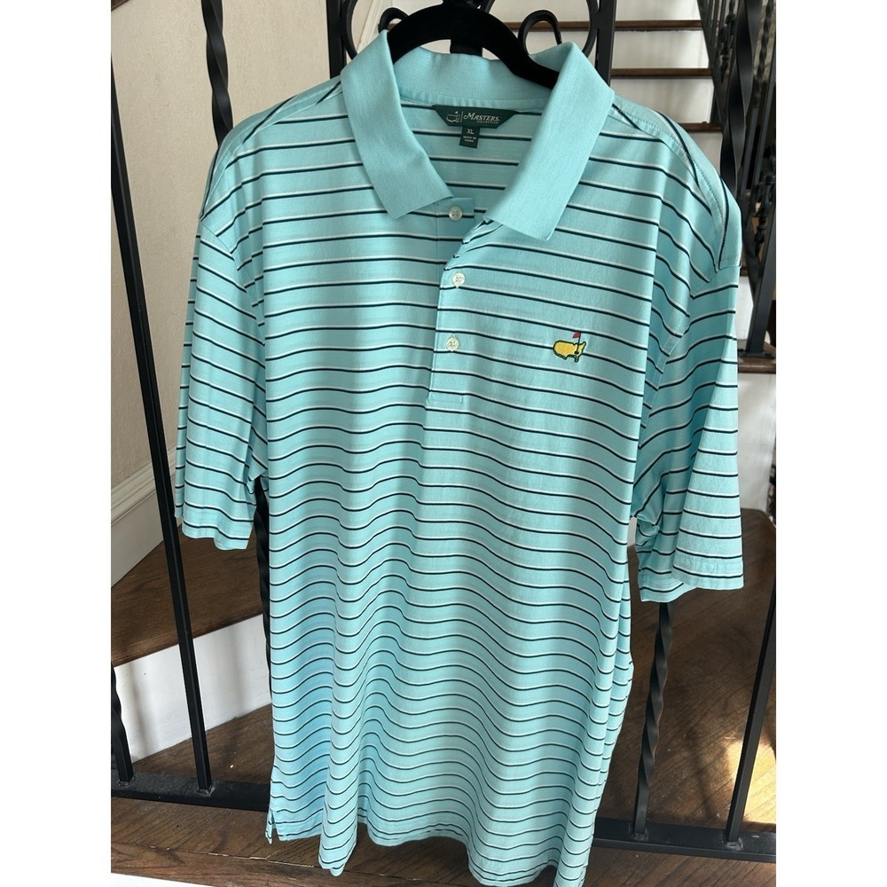 Men's Size XL Masters Collection Shirt Golf Stripes Short Sleeves 100% Cotton